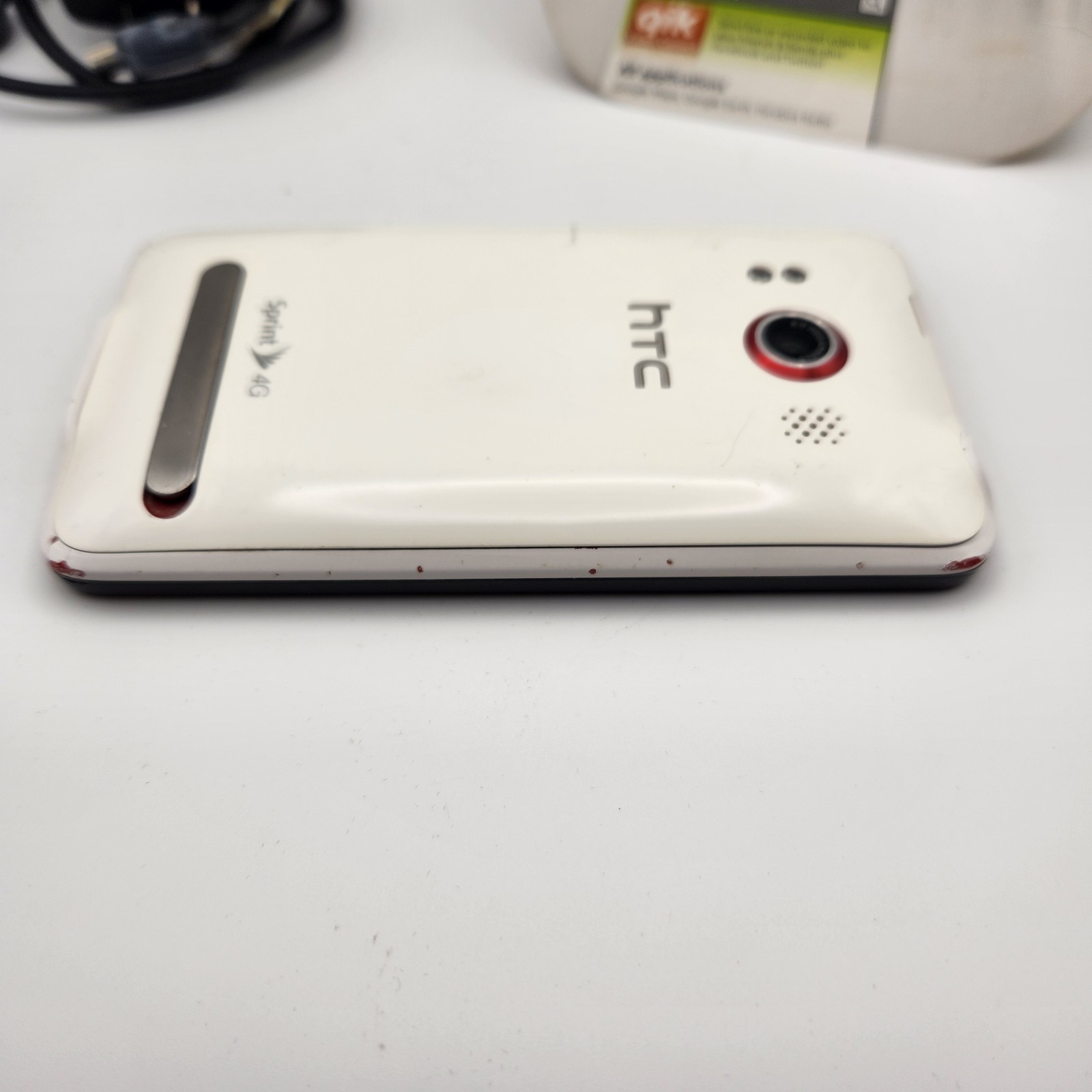 HTC Evo 4G – White (Sprint) Tested Works With All Paper Work And Box No SD Card