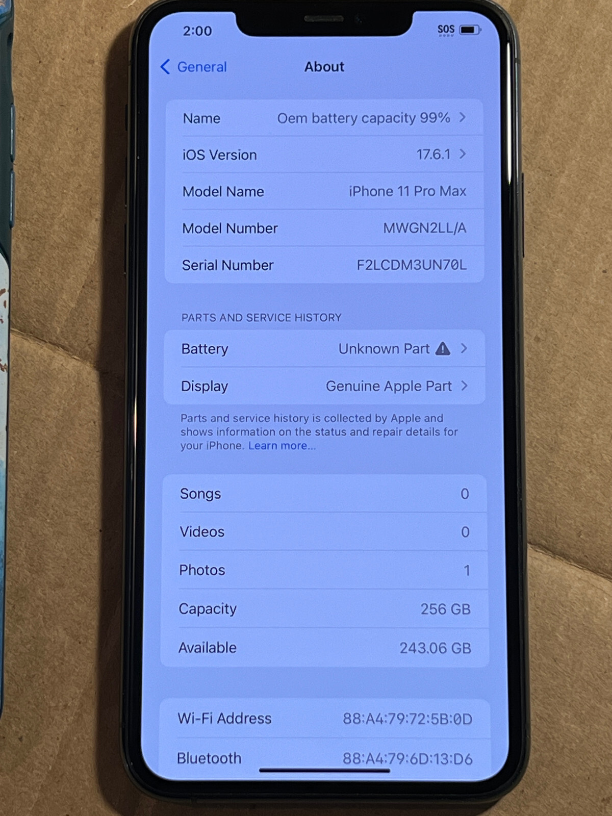 Apple iPhone 11 pro max 256GB Midnight Green unlocked A2161 (CDMA + GSM) READ