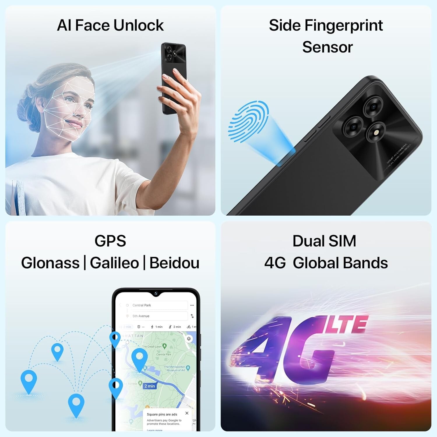 G5 Android 13 Smartphones, 5000mAh 8+128GB/TF 1TB Expand, Ultra-Slim 6.6″ Screen