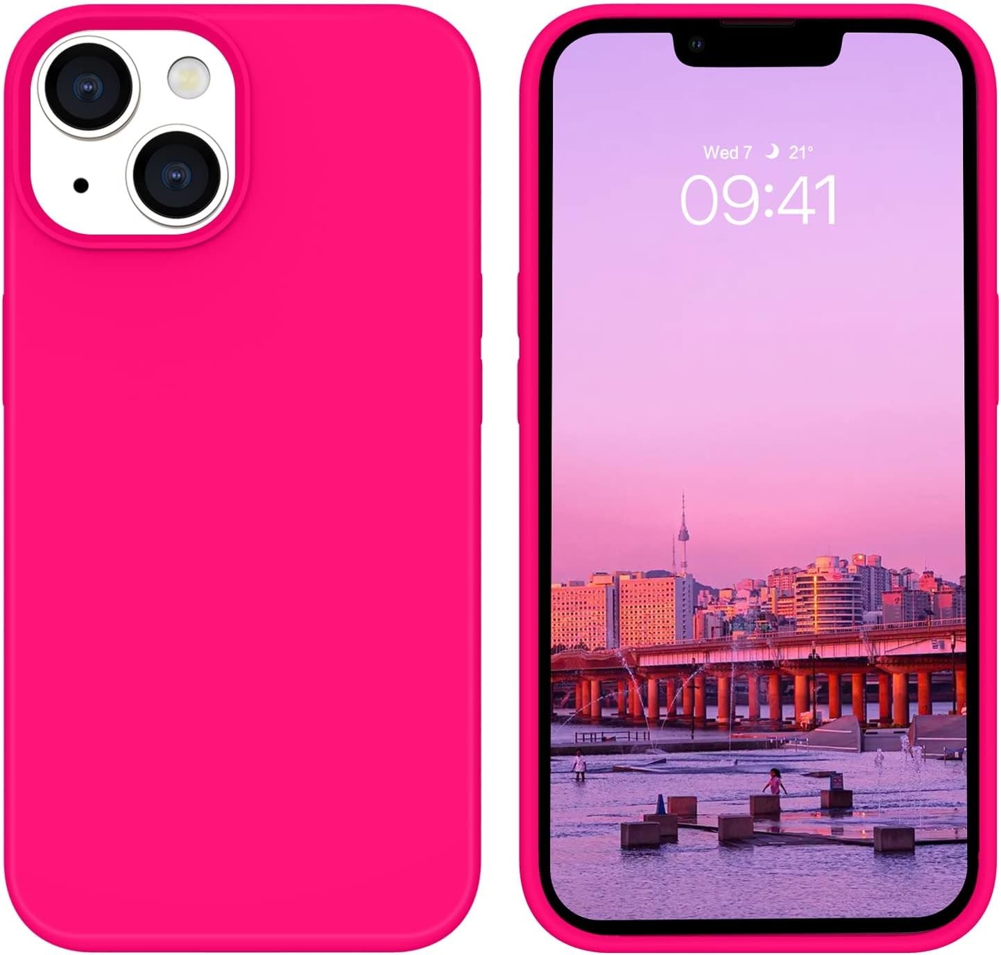 iPhone 14 Case, Soft Silicone Gel Rubber Bumper Microfiber Lining Shockproof Cov