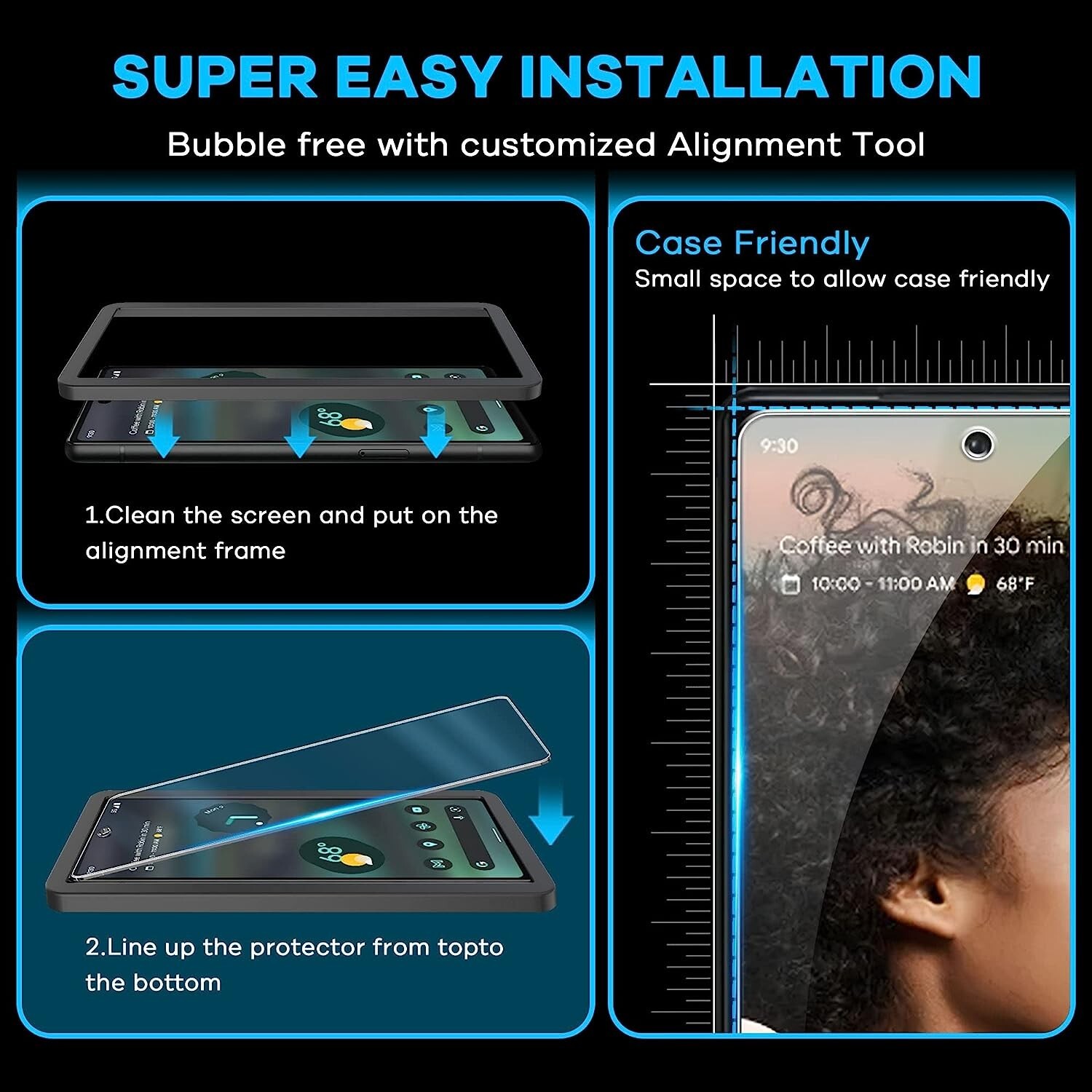 3+3 For Google Pixel 6a 5G Screen Protector Tempered Glass Transparency HD Clear