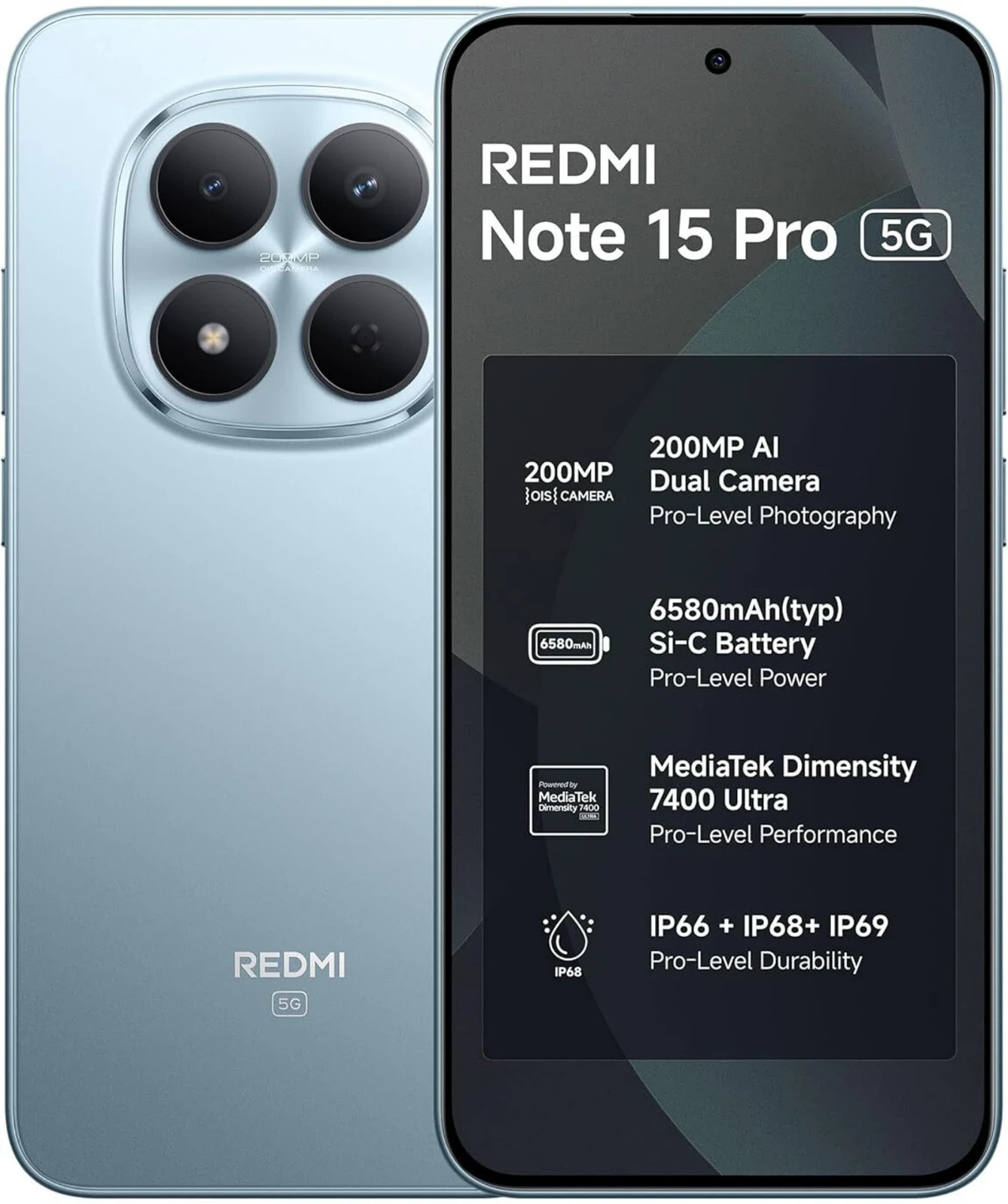 REDMI Note 15 Pro 5G ( Blue, 8GB+128GB) Dimensity 7400-Ultra Global Version