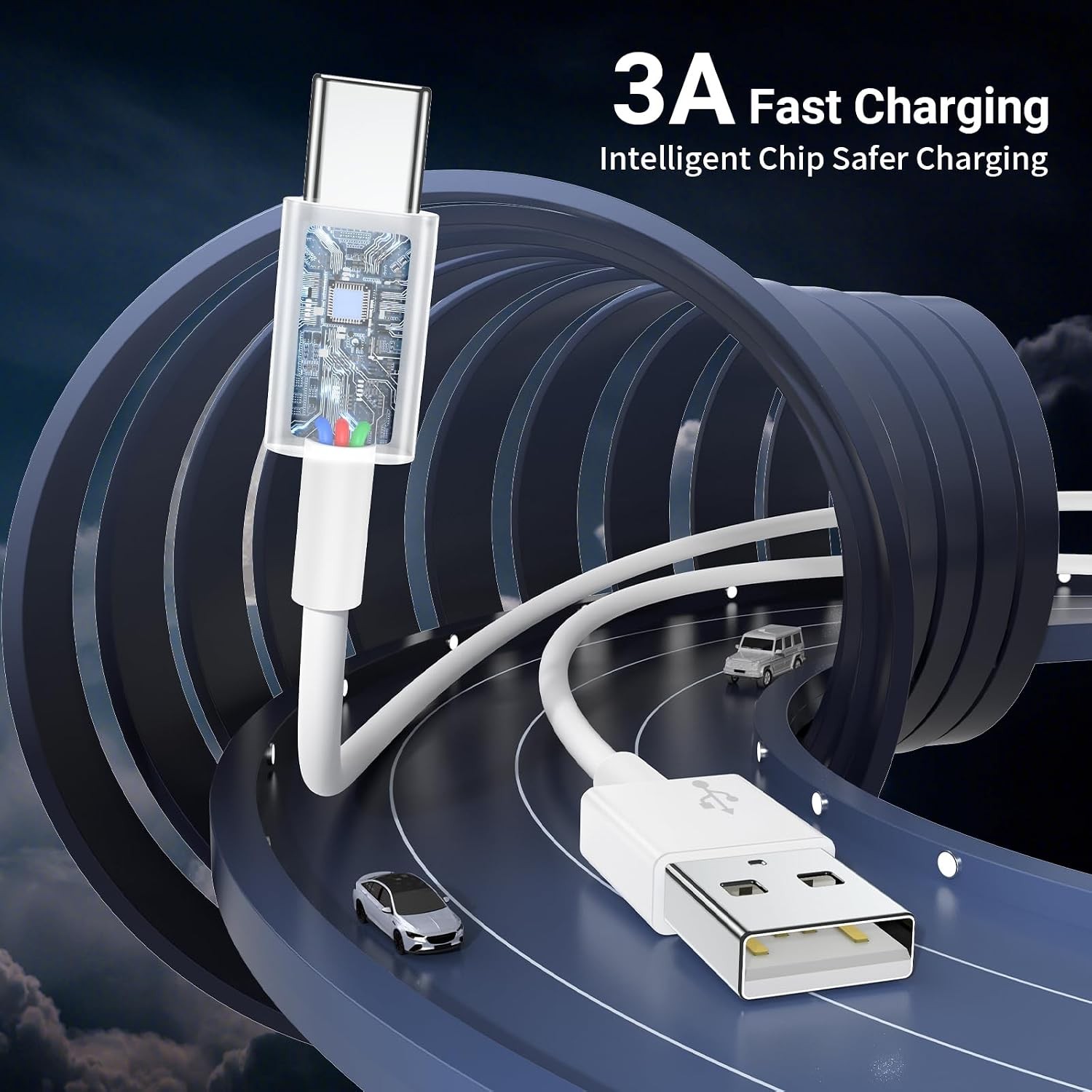 3-Pack USB-C Fast Charger for iPhone 17, 16, 15 3FT
