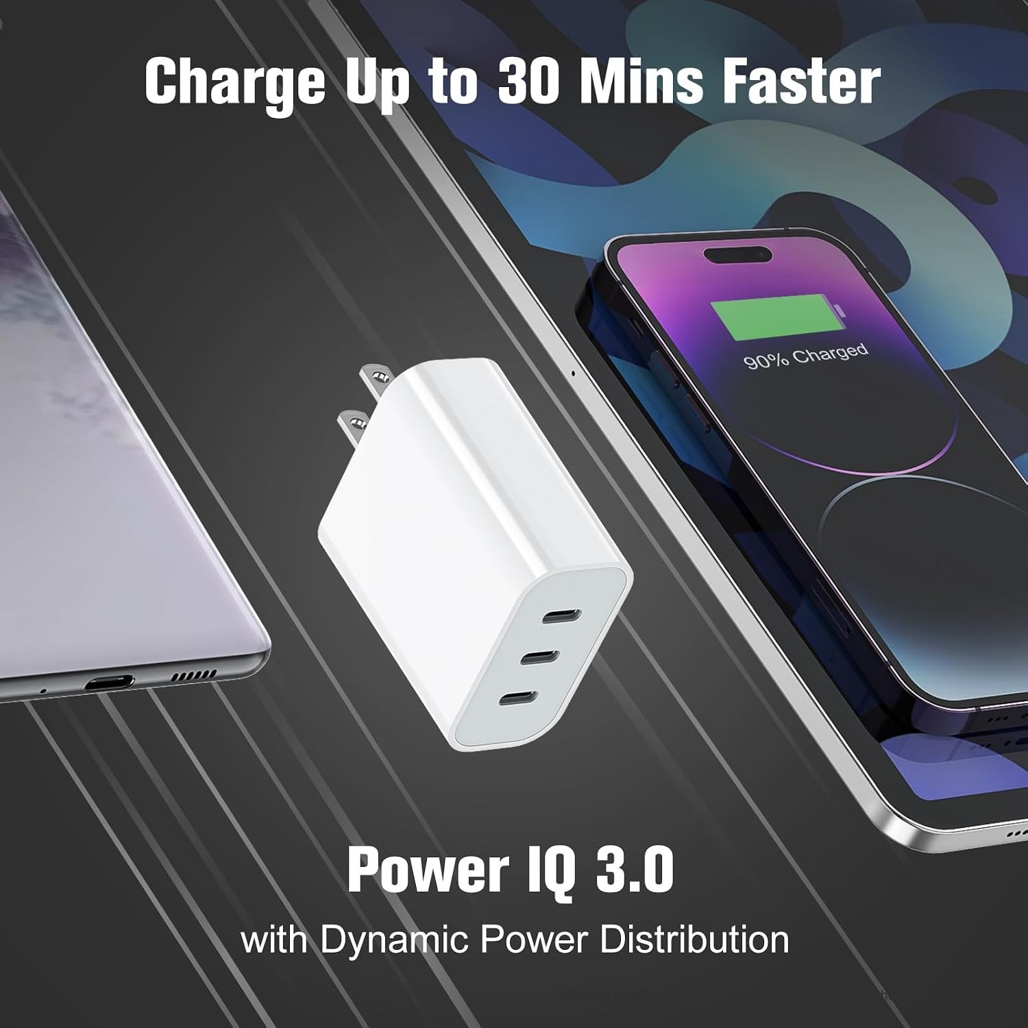 35W 3-Port USB-C Fast Charger Adapter for iPhone 16/15/14/13/12/11