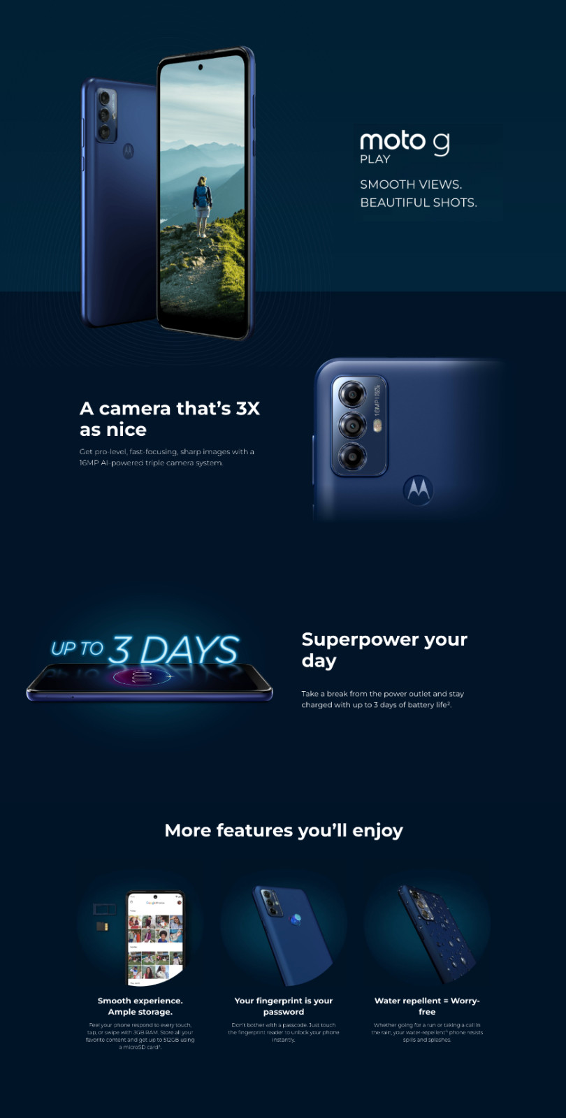 Motorola moto G Play (2023) – 32 GB – Navy Blue (Unlocked)