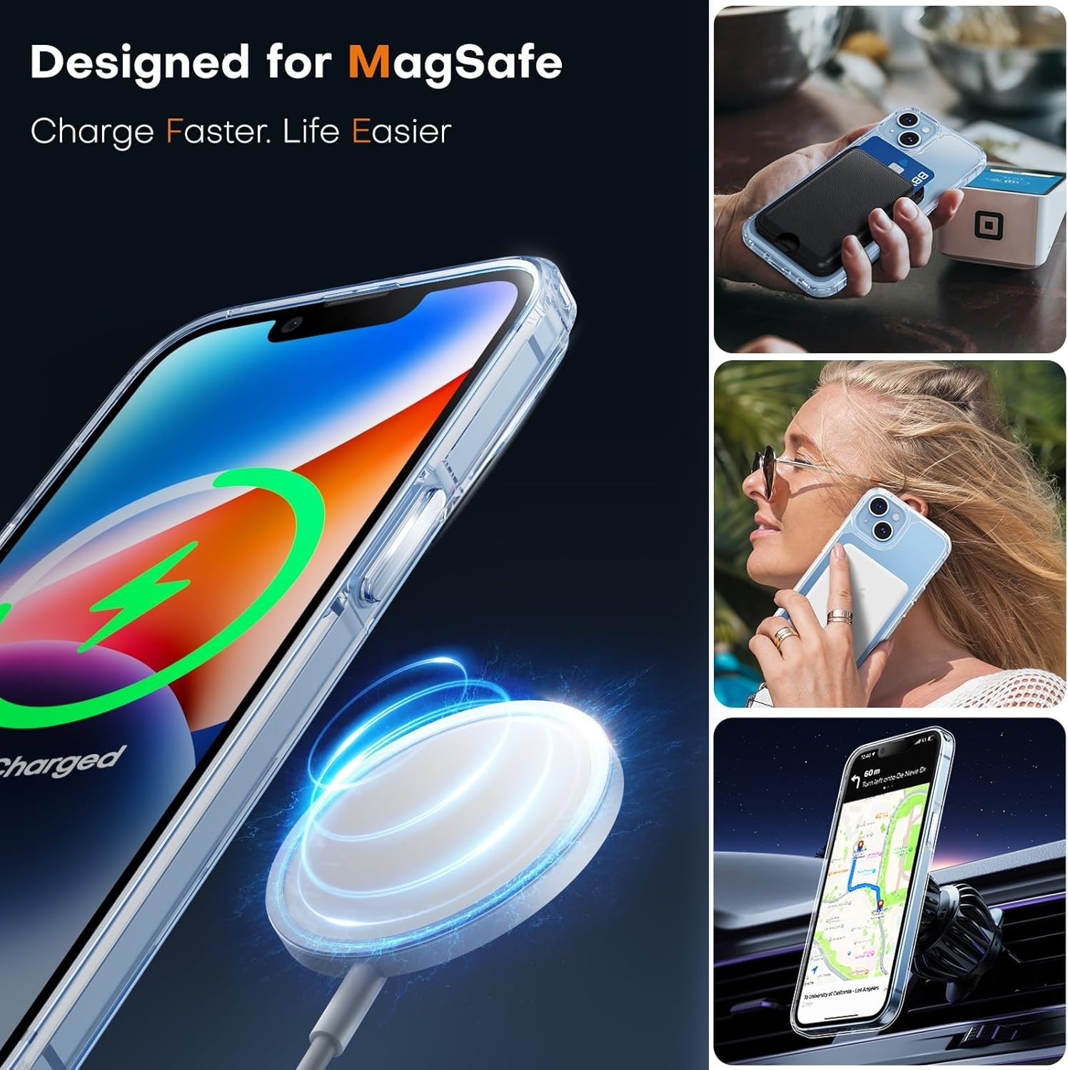 TAURI for iPhone 14 Plus Case, Compatible with MagSafe, with Screen Protectors,