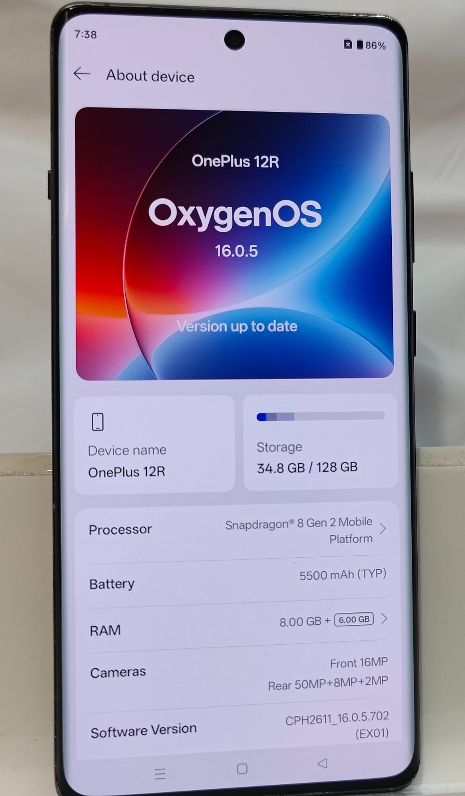 OnePlus 12R Iron black 8GB RAM Unlocked Android 16 ( Oxygen 16 )