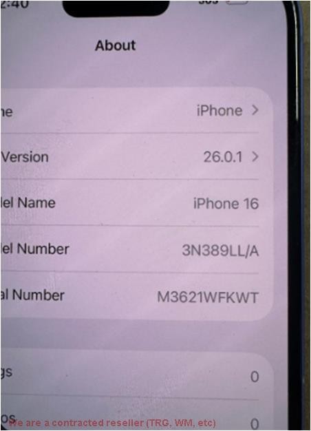 Apple iPhone 16 (128GB) – Ultramarine SEE DETAILS UNKNOWN CARRIER