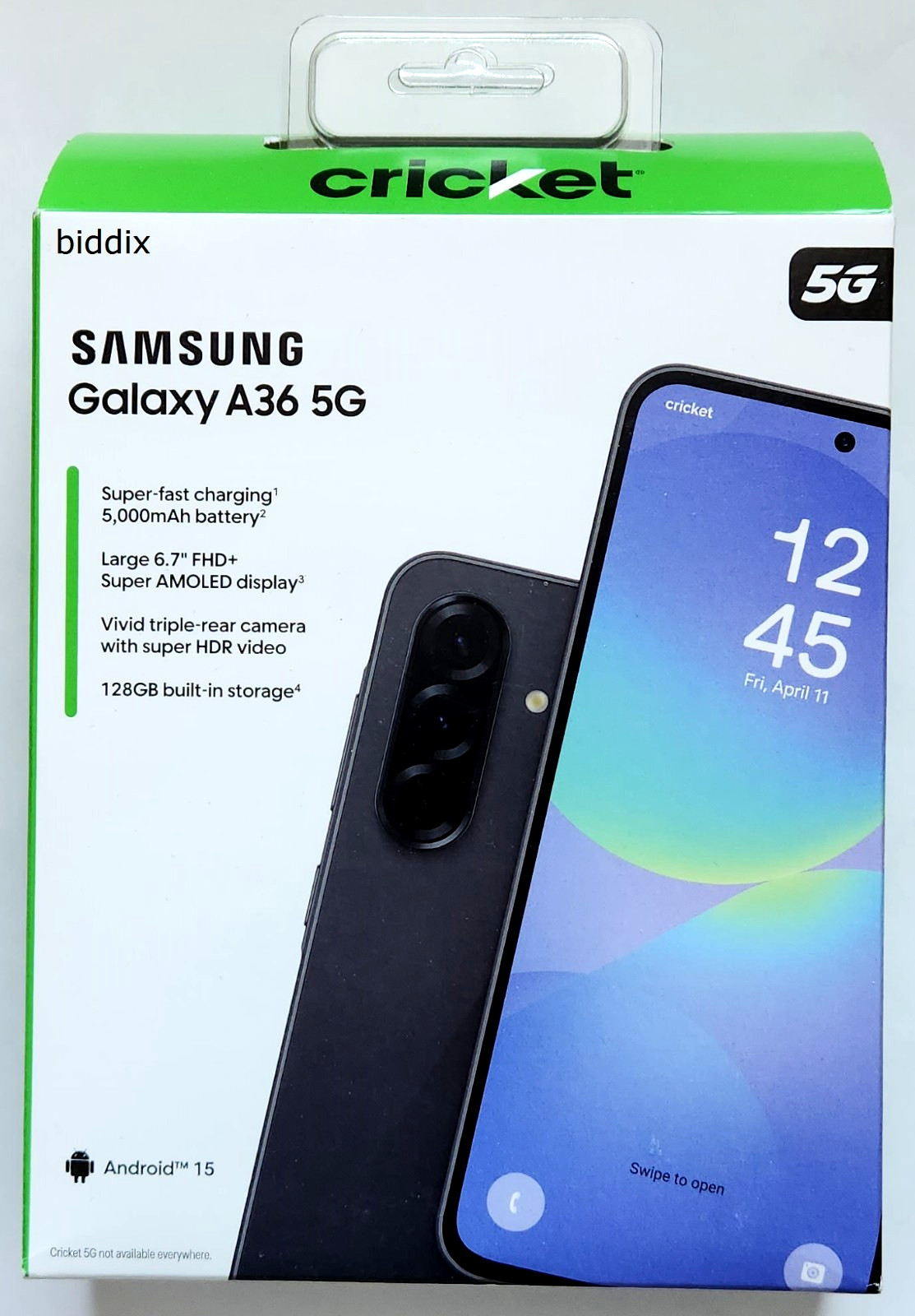 Cricket Wireless – Samsung Galaxy A36 5G 6.7″ 128GB Prepaid Smartphone – Black