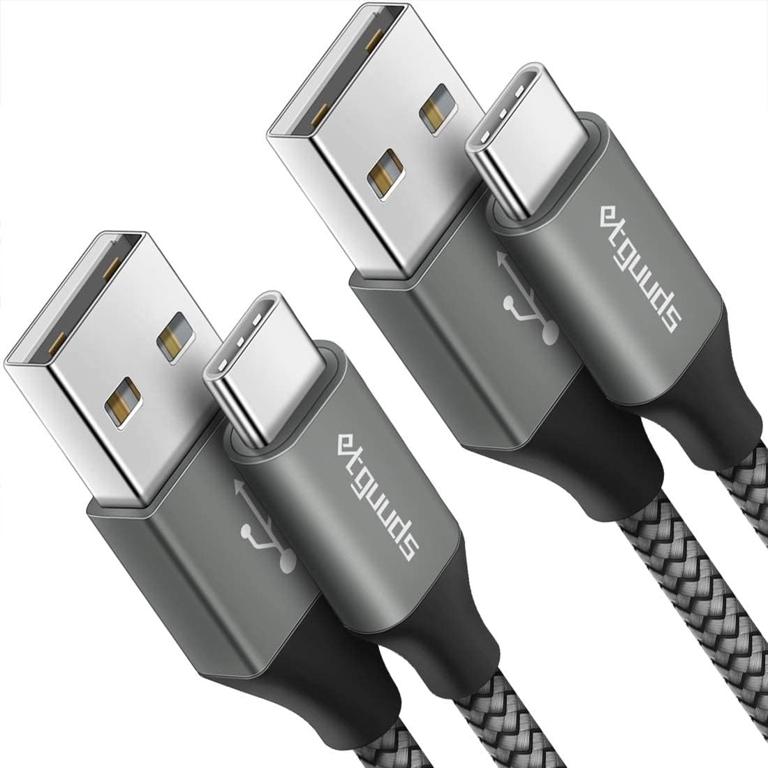 10ft USB A to USB C Charging Cable 2-Pack for iPhone 15 Pro Max, Samsung Galaxy