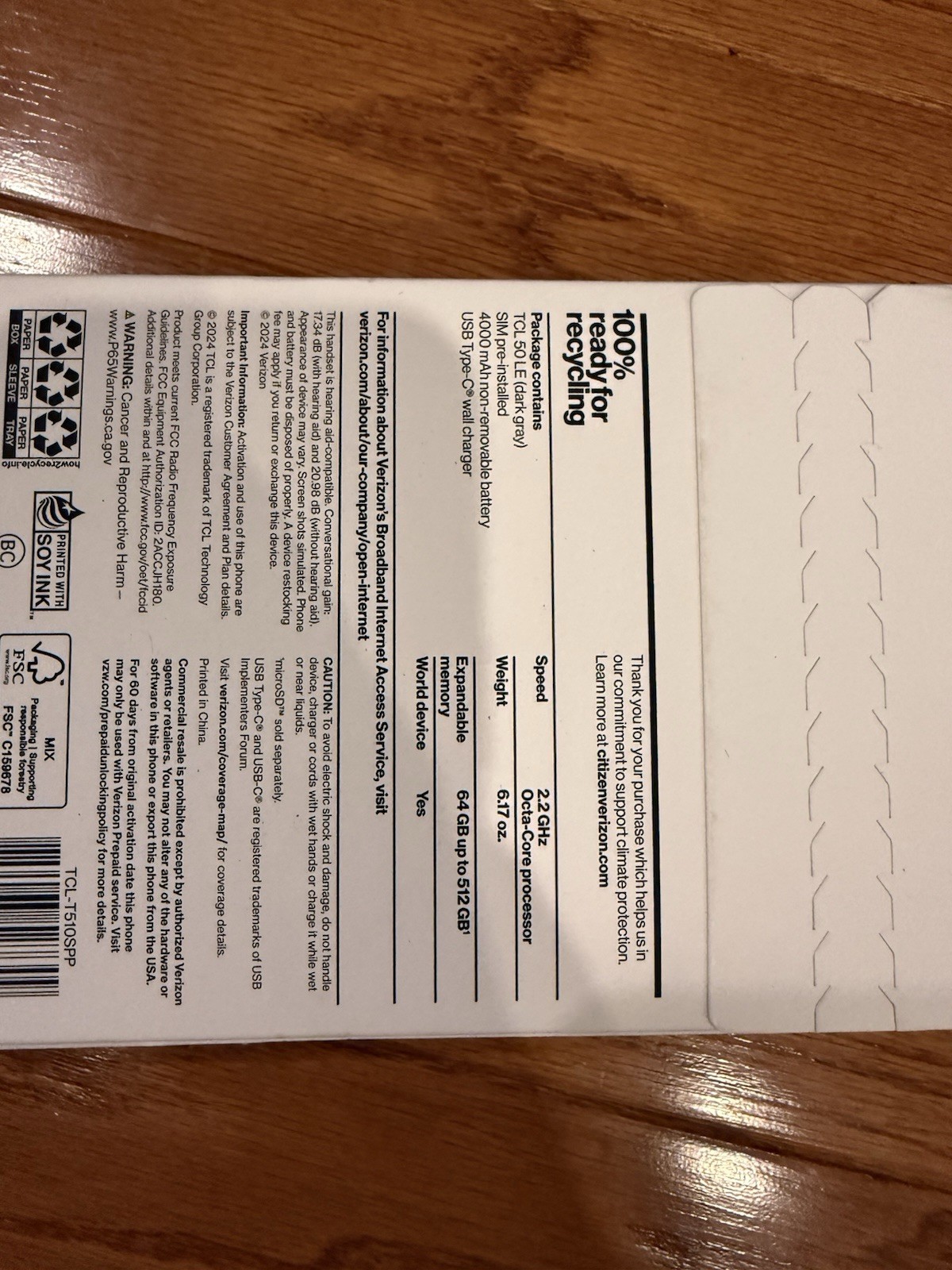 Verizon Prepaid TCL 50 LE, 6.56” HD+ Display, 13MP Camera, Brand New Sealed