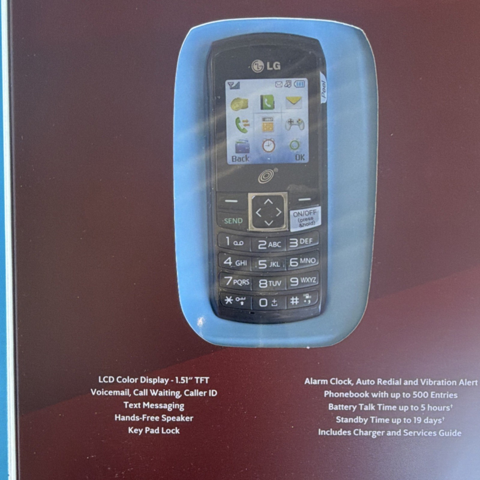LG LG320G Black 2G Prepaid Bar Cell Phone NET10 Wireless Hands-Free Speaker