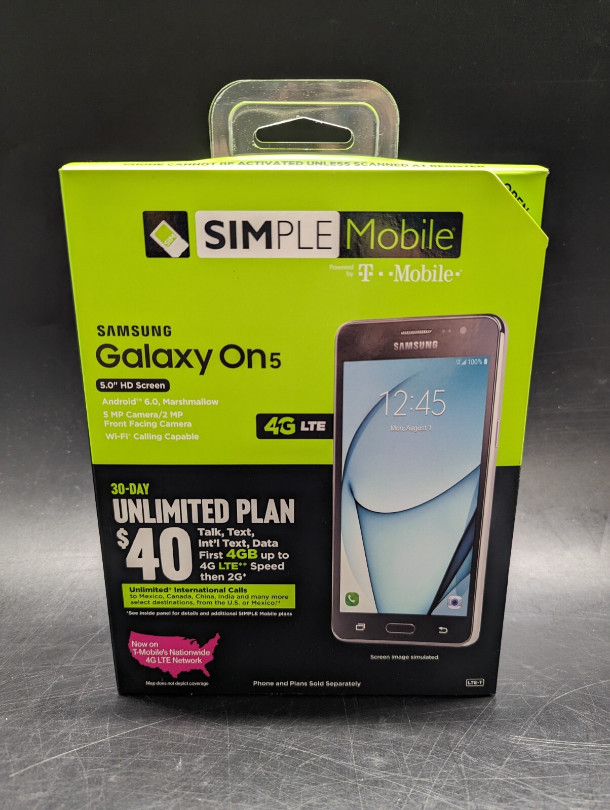 LOCKED to Simple Mobile ONLY,Samsung GalaxyOn5 8GB Prepaid Smartphone,New Sealed