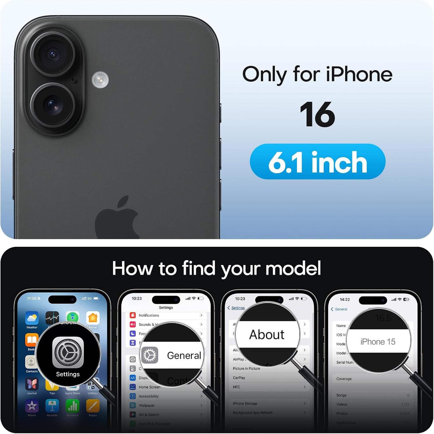 iPhone 16 Screen Protector Pack 4 in 1 with Dust-Free Tool, HD Clarity, 9H Hardn