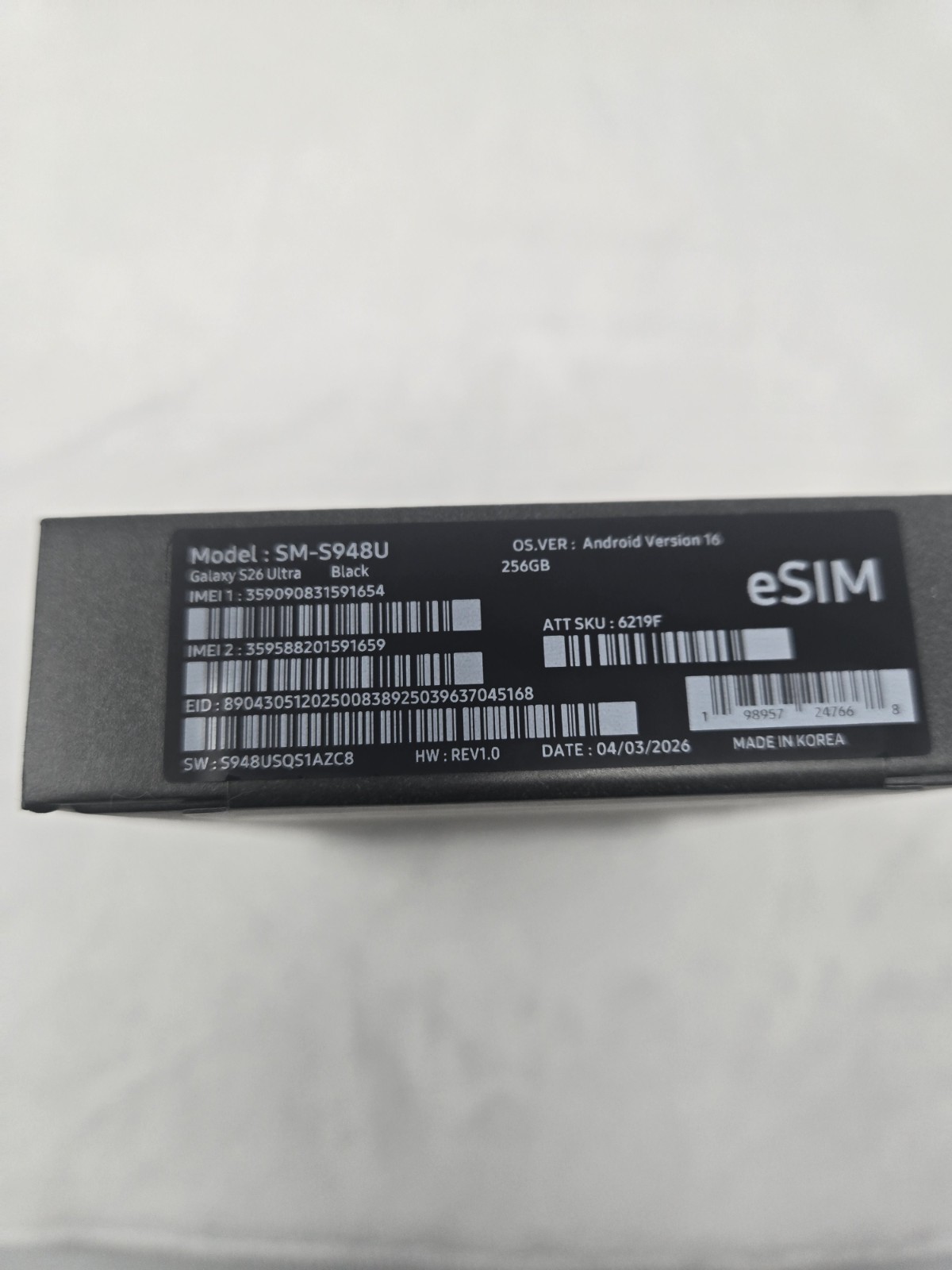 Galaxy S26 Ultra – 256 GB – Black – AT&T – Sealed Box – Parts Only – Read Descri