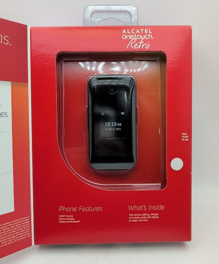 Alcatel One Touch Retro Cellular Flip Phone 256 MB Virgin Mobile 2.4 in 2 MP