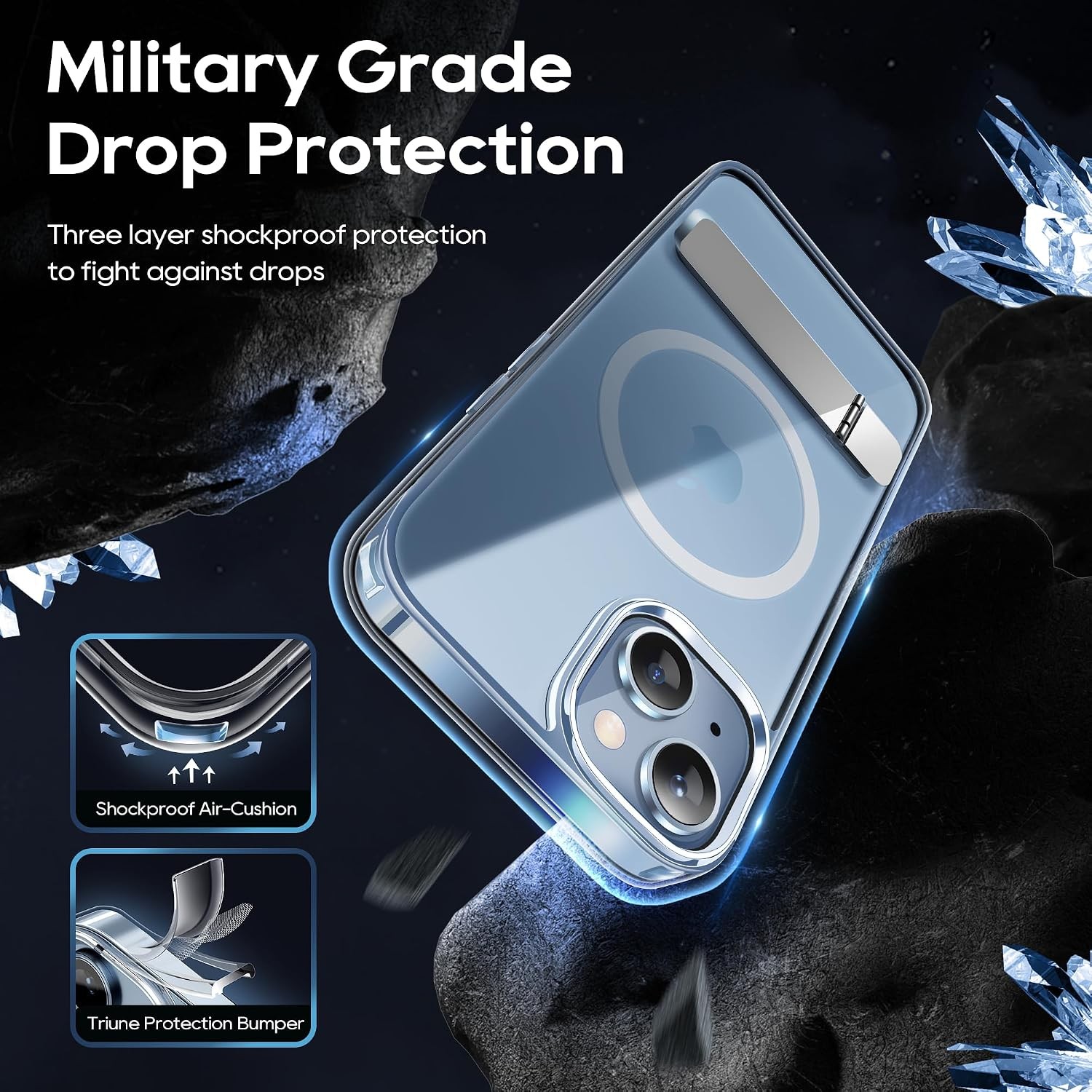 Magnetic Case for iPhone 14 Case 6.1-Inch (2022), Slim Kickstand with Screen Pro