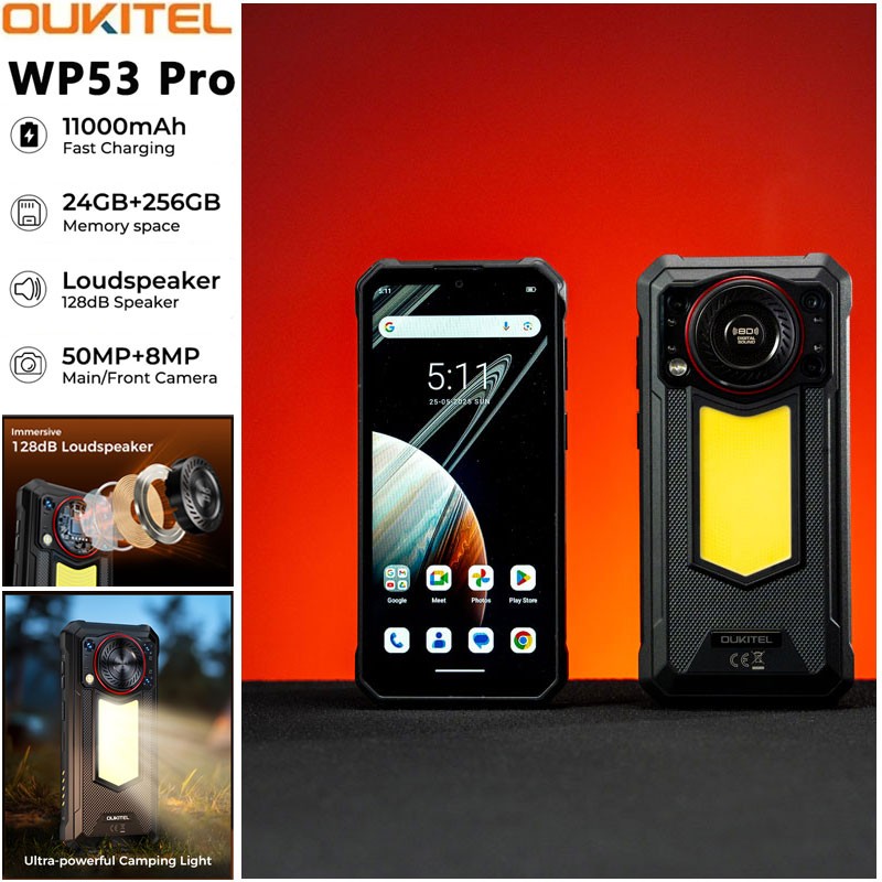 OUKITEL WP53 PRO 4G Rugged Smartphone Android 15 Waterproof 11000mAh Dual SIM