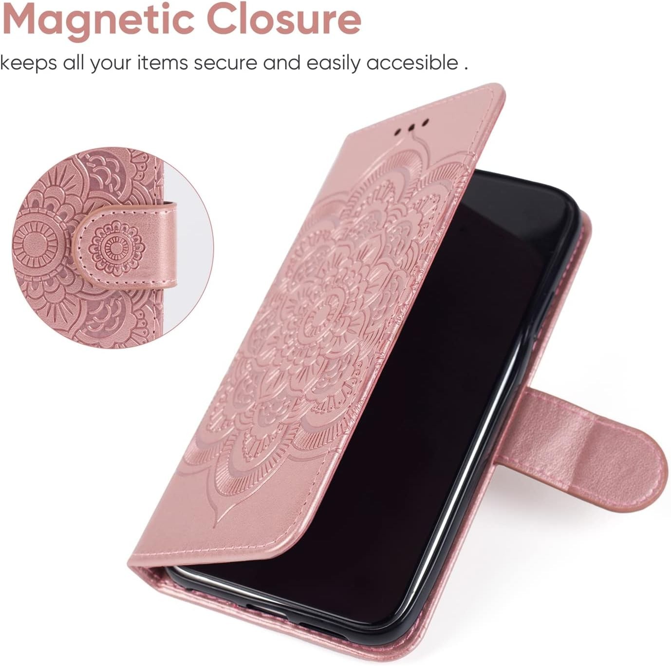Case for Google Pixel 5 GD1YQ Wallet Case with Tempered Glass Screen Protector