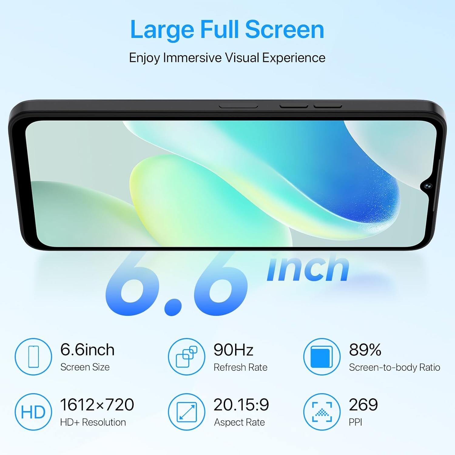 G5 Android 13 Smartphones, 5000mAh 8+128GB/TF 1TB Expand, Ultra-Slim 6.6″ Screen