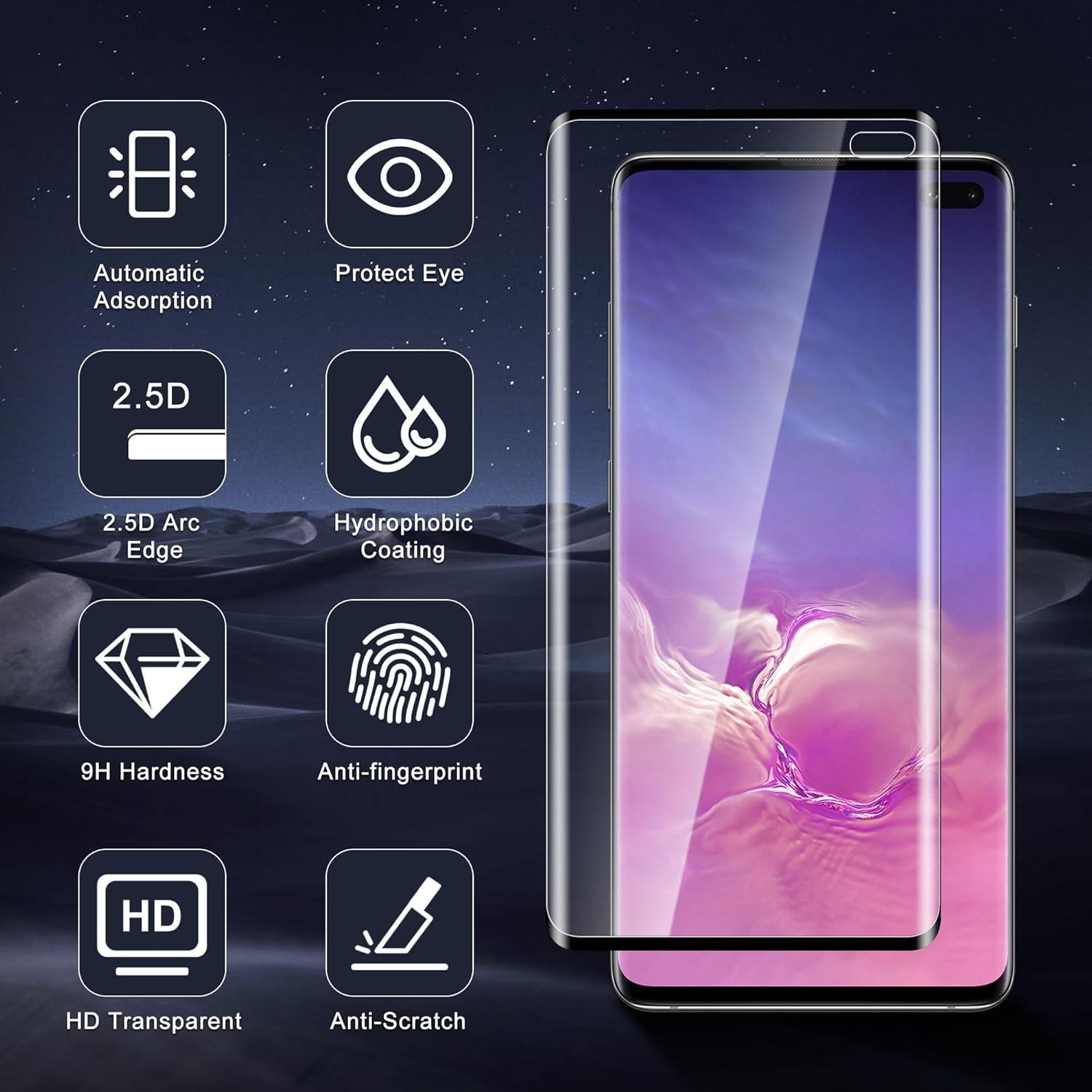 5 in1,for Samsung Galaxy S10 Plus Protective Film,Tempered Glass for Camera Lens