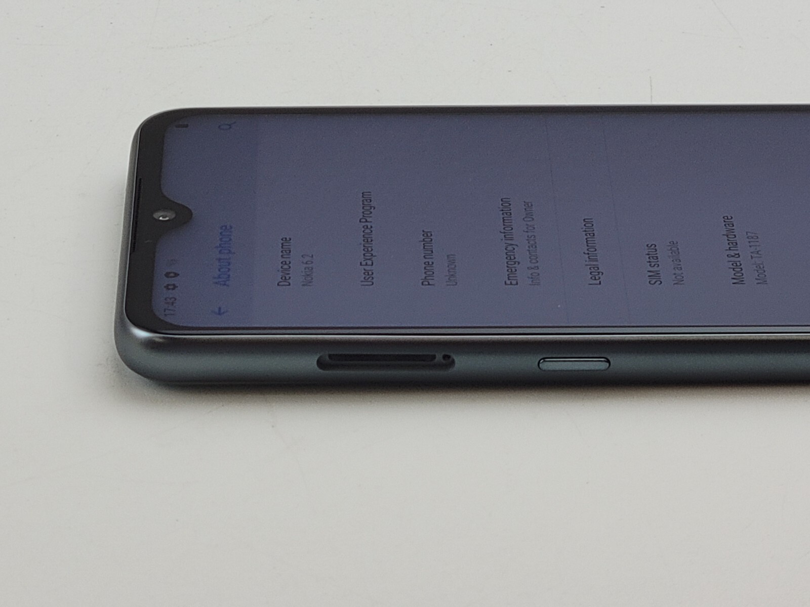 Nokia 6.2 (TA-1187) 64GB – Ice (GSM Unlocked) Smartphone – *NO SIM TRAY* – J7754