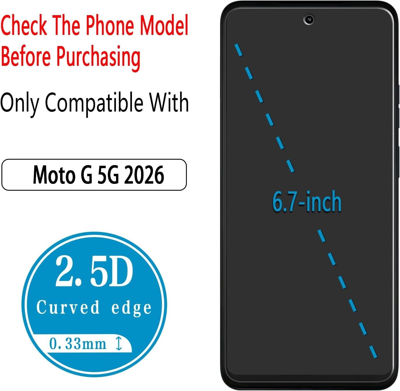 2PCS Screen Protector for Motorola Moto G 5G 2026 Tempered Glass Anti Scratch Bu