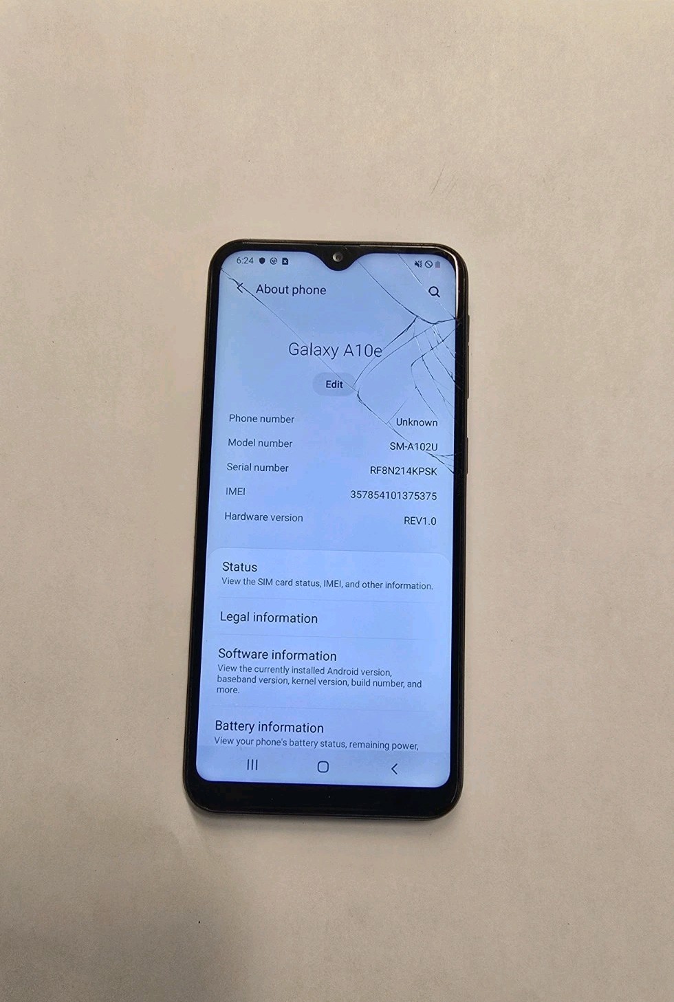 Samsung Galaxy A10e 32 GB Black (Spectrum) Works Great Clean Esn Cracked Screen