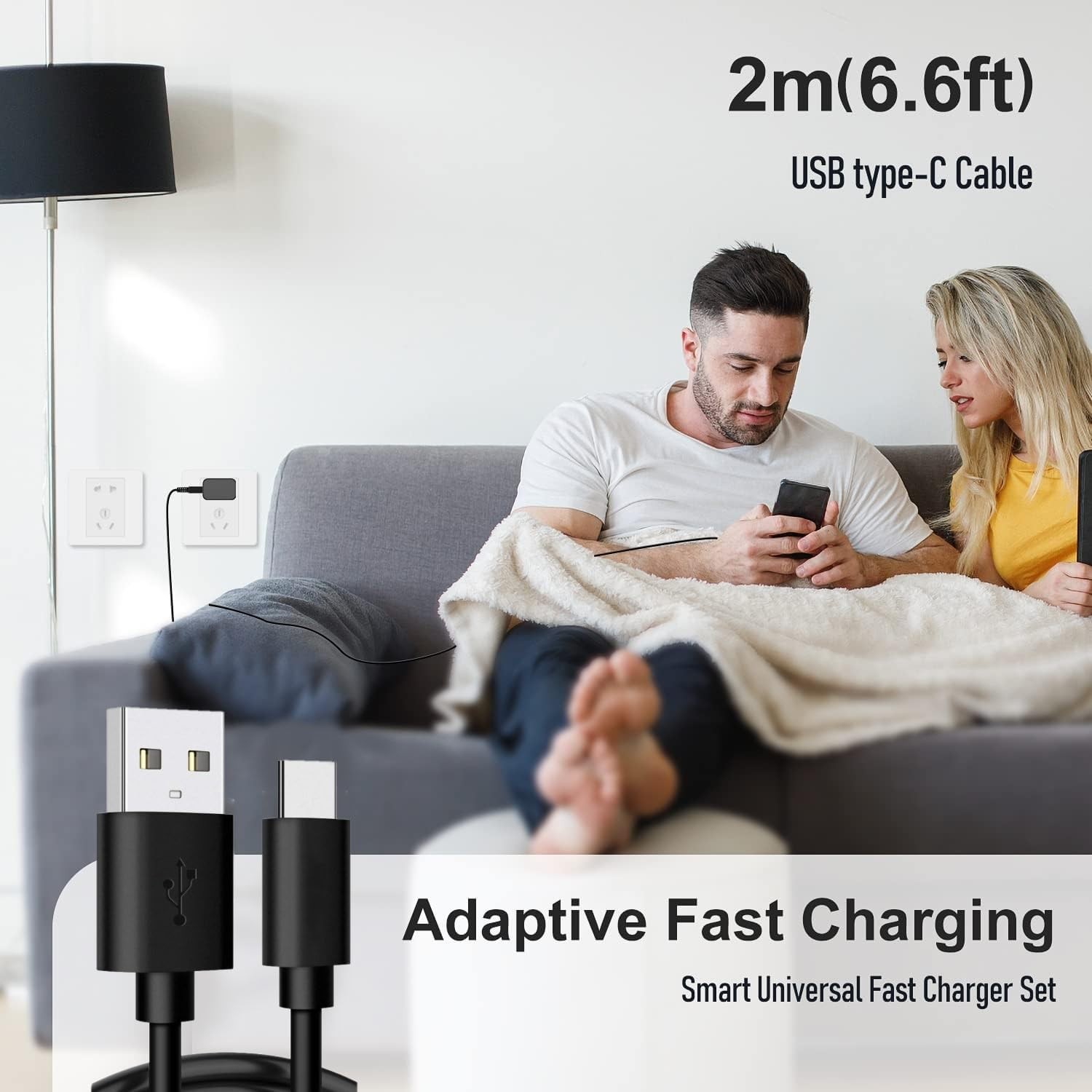 USB-C Fast Charger Adapter for Samsung Galaxy S10/S9 6Ft Cable