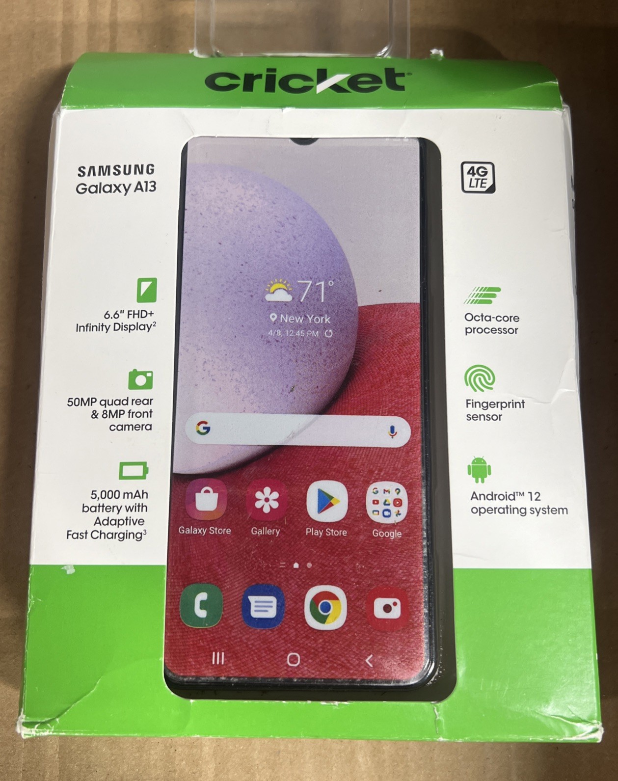 CRICKET SAMSUNG GALAXY A13 4G LTE 6.6″ 32GB 4GB Black Android Prepaid Smartphone