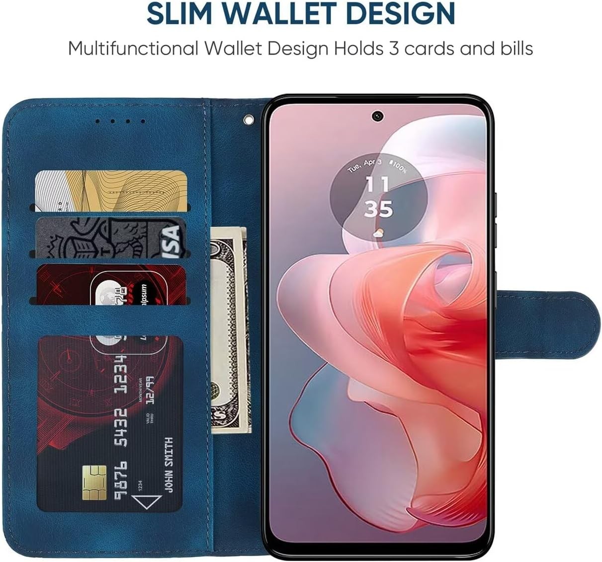Case for Moto G Power 2024/Motorola G Power 2024 5G Wallet Case with Screen Prot