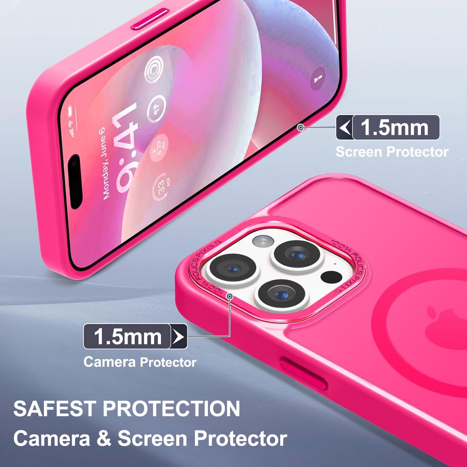 Upgraded Magnetic for iPhone 15 Pro Max Case, Slim Translucent Phone Case Cover
