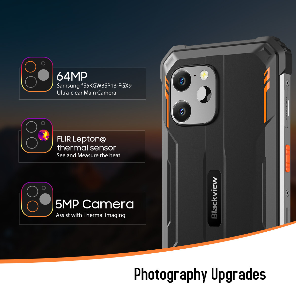 Blackview BV8900 Thermal Imaging Rugged Smartphone Android 13 16GB+256GB 33W NFC