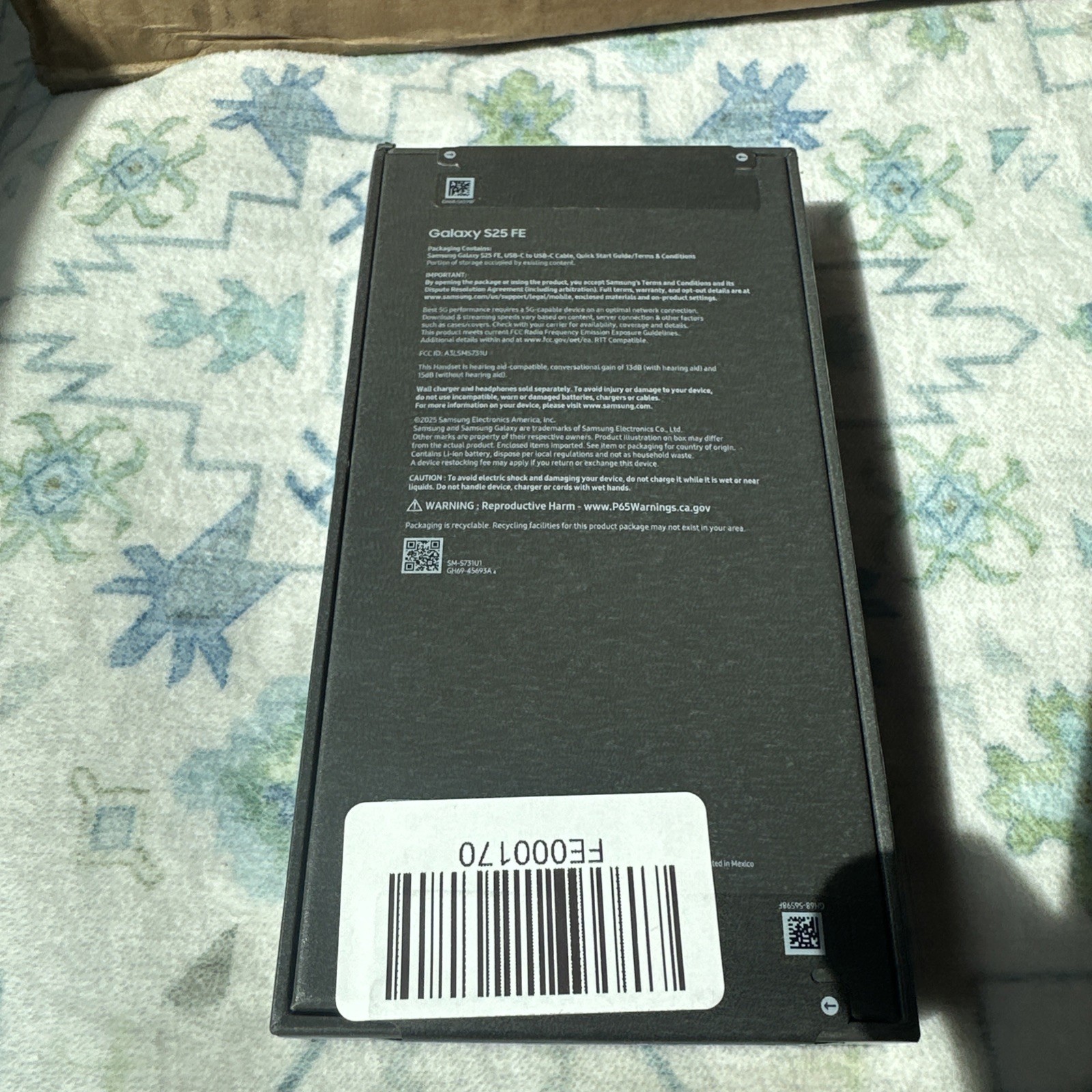 Samsung Galaxy S25 FE 256GB Jet Black Factory Unlocked SM-S731U1 NEW SEALED