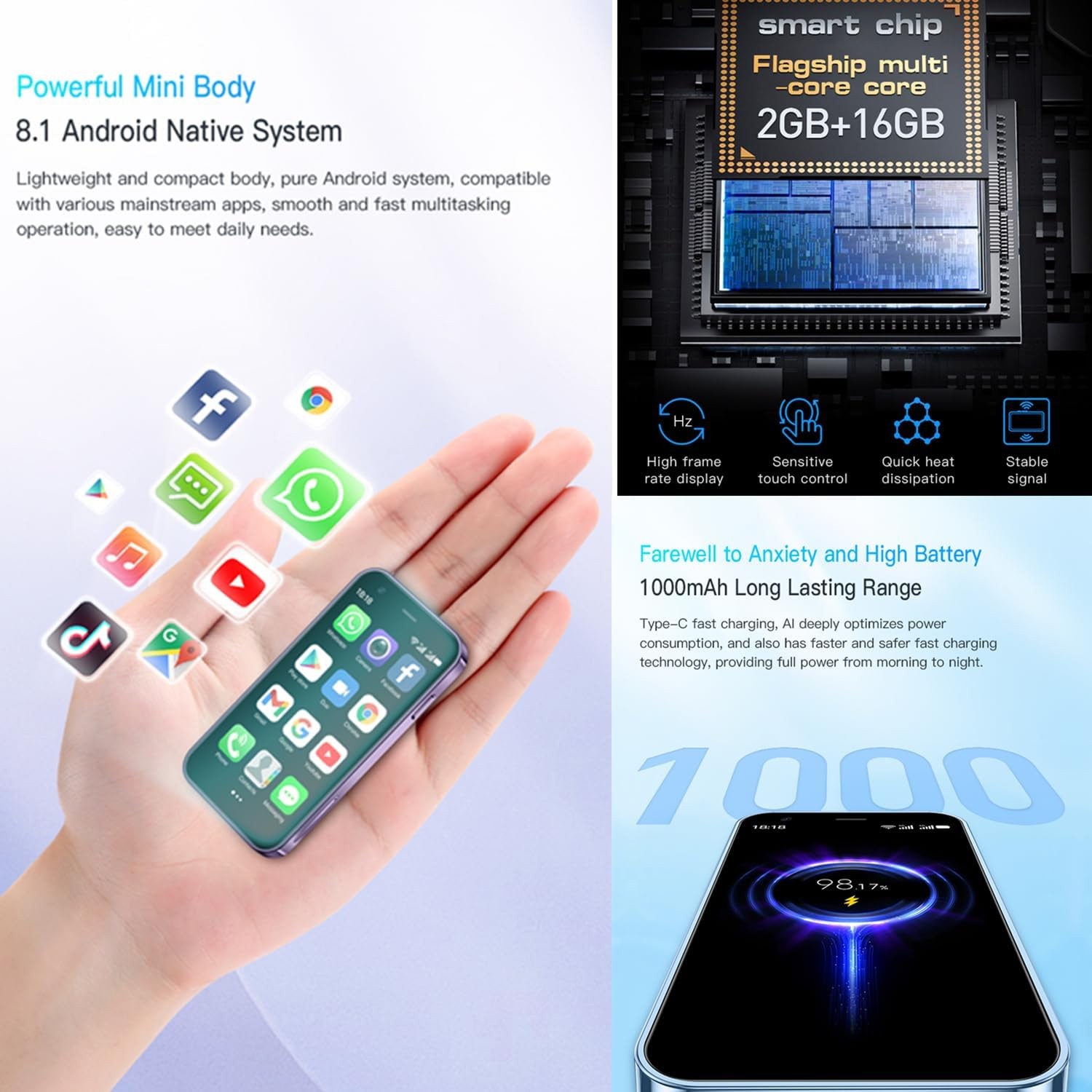 XS15 3G Mini Smartphone 3.0 Inch WiFi GPS Quad Core Android Cell Phones Camera