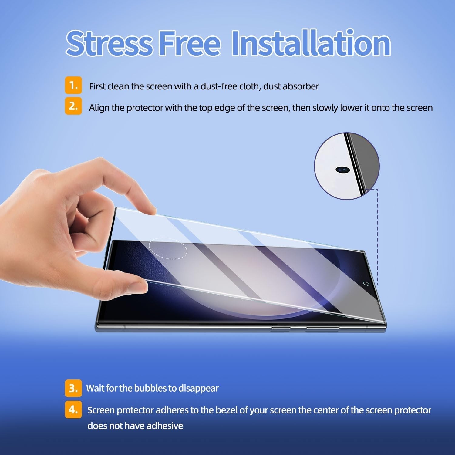 For Samsung Galaxy S23 Ultra Screen Protector Tempered Glass 2+2-Pack HD Clear