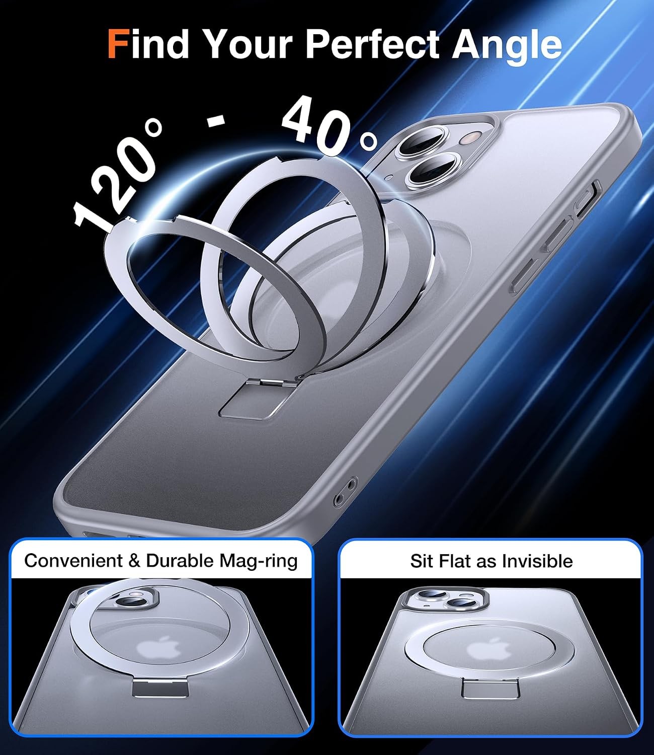 3-in-1 Magnetic Kickstand Ring Holder for iPhone 13 Case, iPhone 14 Case Titan