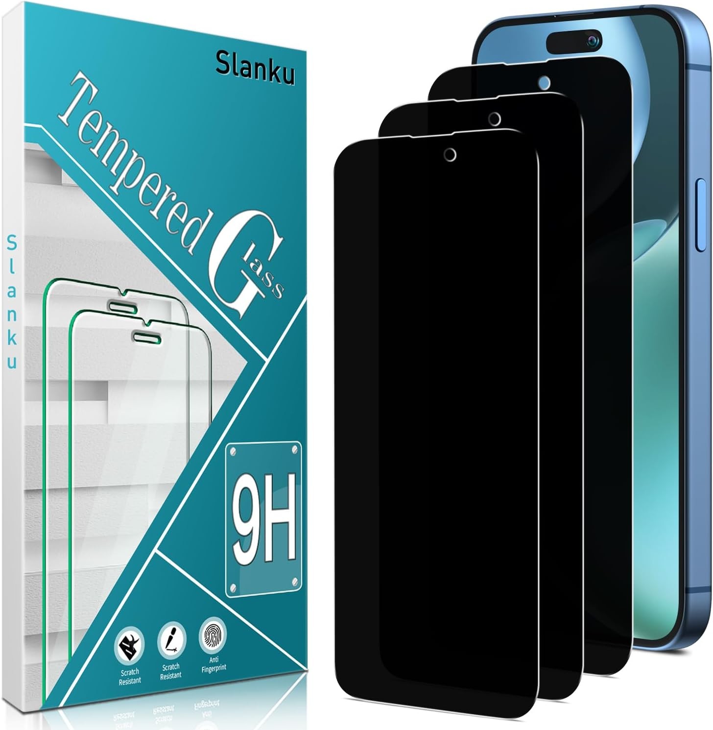 3PCS Privacy Screen Protector & Tempered Glass Film for iPhone 15 Pro Max 28° An