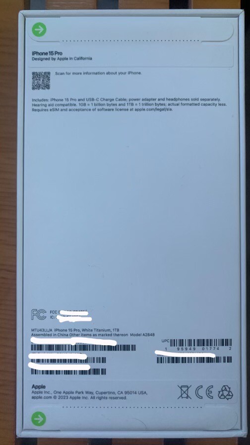 Apple iPhone 15 Pro 1TB White Titanium Verizon locked for 60 days