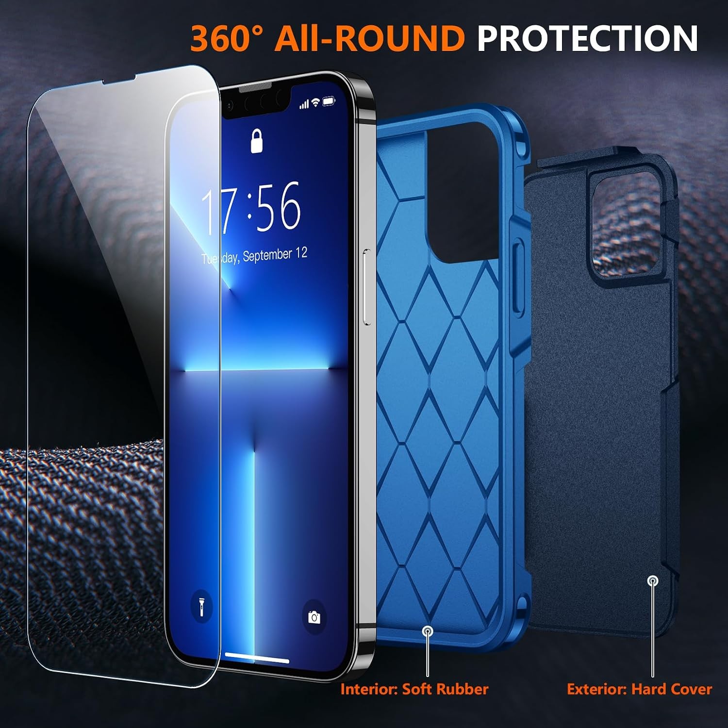 Designed for iPhone 13 Pro Max Case, 10 FT Military Grade Drop Protection Cover