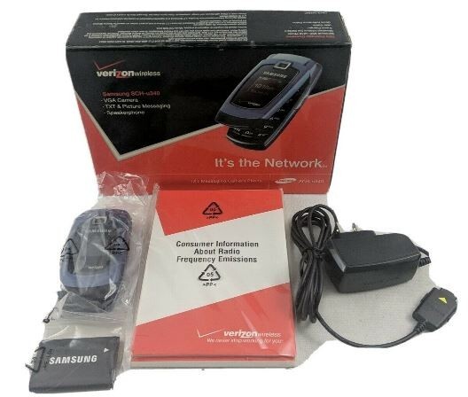 New in Box Samsung Snap SCH-U340 Blue & Black Rare CDMA Flip Phone Verizon 3G
