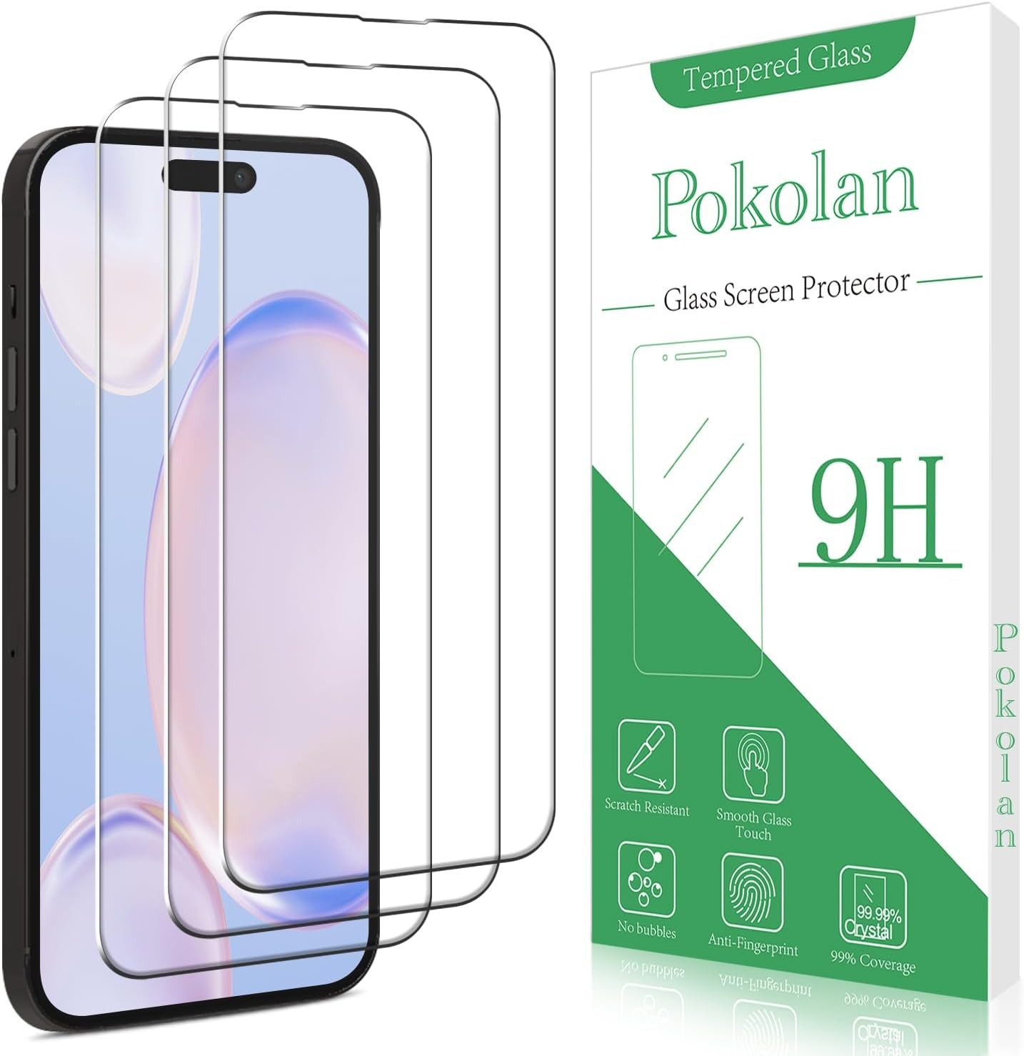 iPhone 14 Pro Max 6.7″ Tempered Glass Screen Protector 3 Pack, Anti Scratch, Cle