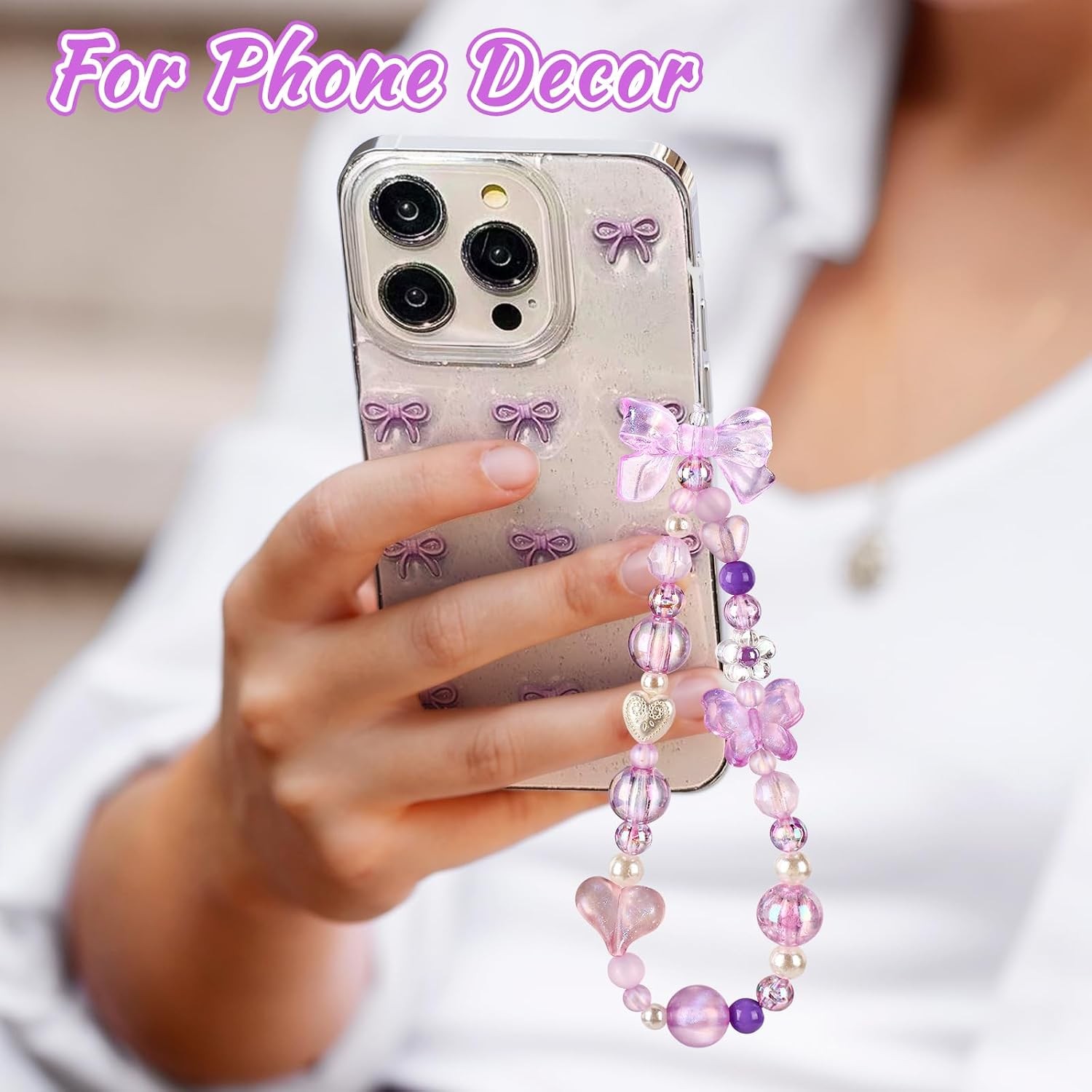 Pink Bow Strawberry Cherry Charm Strap Universal Lanyard Chain String for Phone