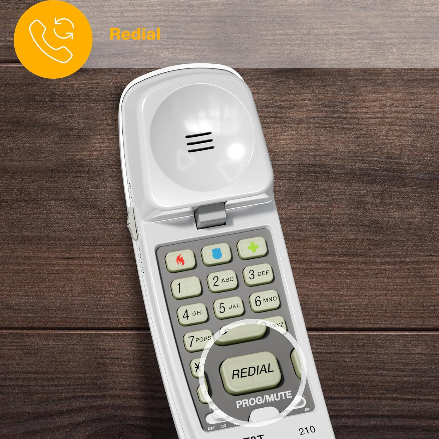 210 Basic Trimline Corded Phone, No AC Power Required, Wall-Mountable, White
