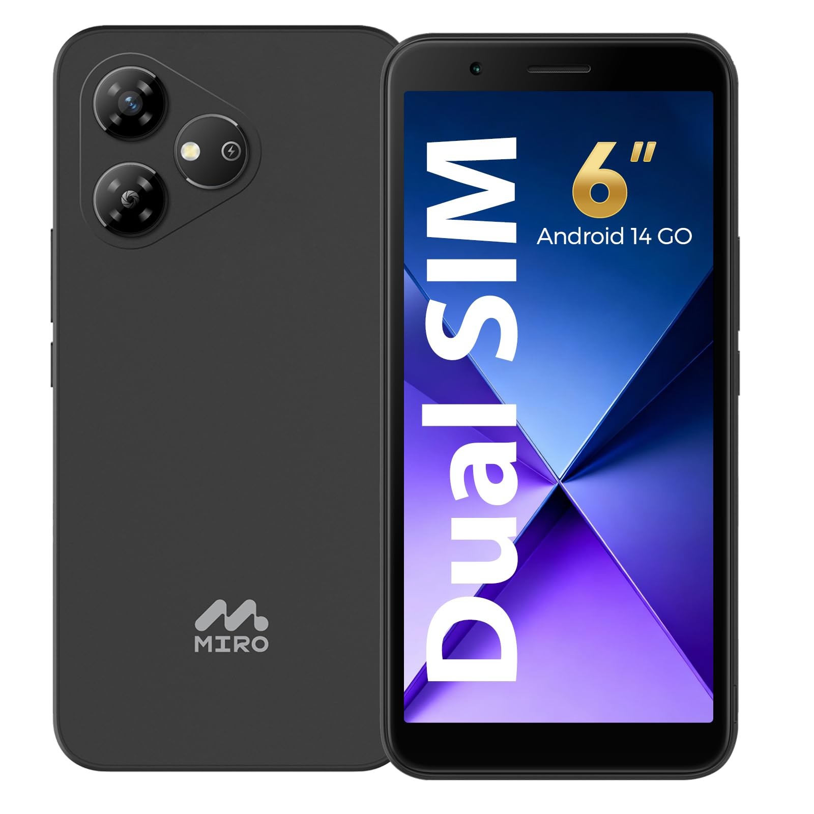 4G Cell Phone – New Android 14 Go Edition Smartphone, 6″ Display, 2GB+32GB (2…