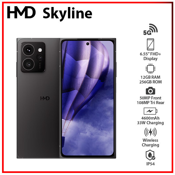 (New) HMD Skyline 5G 12GB+256GB BLACK Unlocked Dual SIM Android Cell Phone