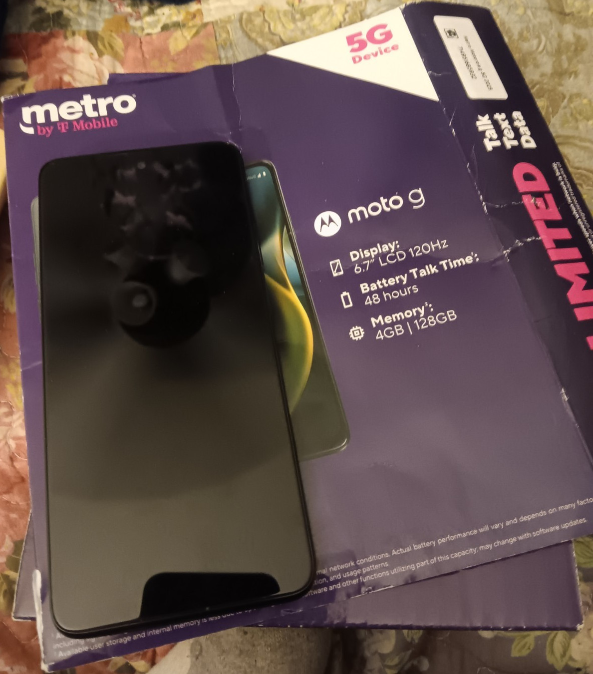 Motorola moto g 5G (2022) 128GB 4GB RAM 6.7in Black (Metro by T-Mobile)