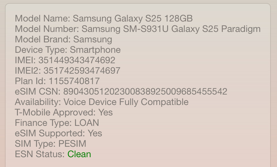 Samsung Galaxy S25 SM-S931U 128 GB Blue T-Mobile Only #H51