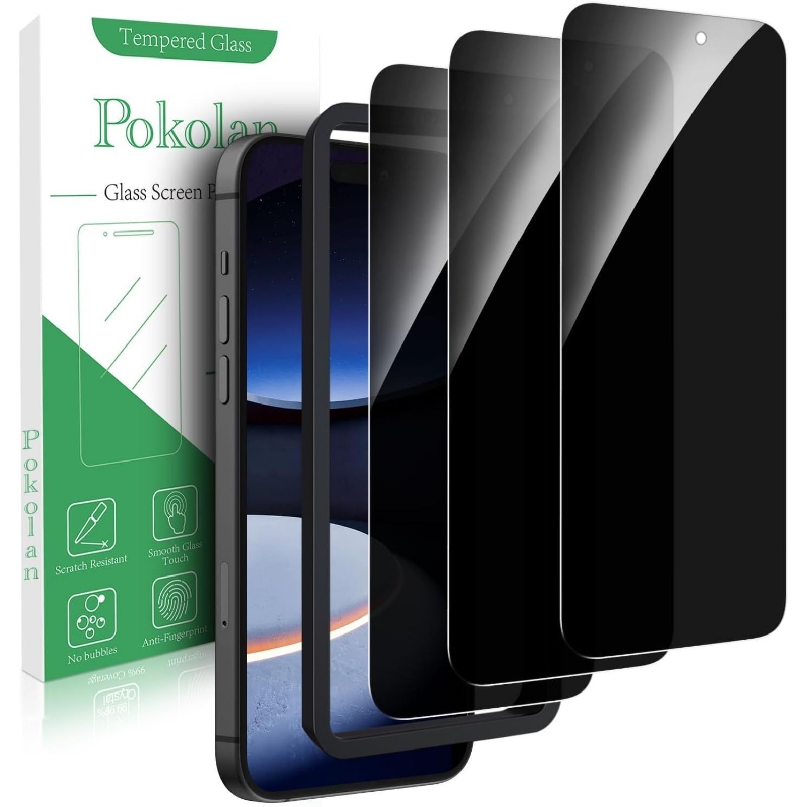 3PCS Privacy Screen Protector & Alignment Frame for iPhone 16 Pro Max Anti Spy