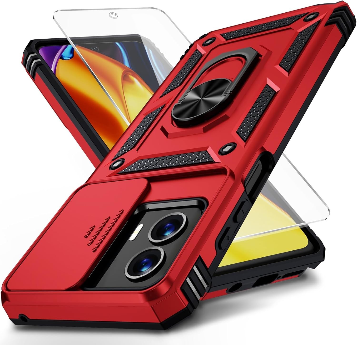 For Moto G Stylus 5G 2024 Case Built-in 360° Magnetic Kickstand/Screen Protector